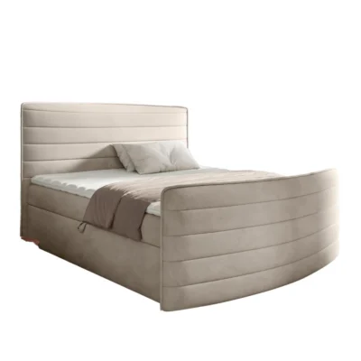 AN - Moebel 4u Boxspringbett CLEO in Beige, Liegefläche 120x200 cm – mit Bettkasten, Bonellfederkern