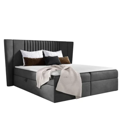 MIRJAN24 Boxspringbett SPARK in Anthrazit, Liegefläche 120x200 cm – mit Bettkasten, Bonellfederkern