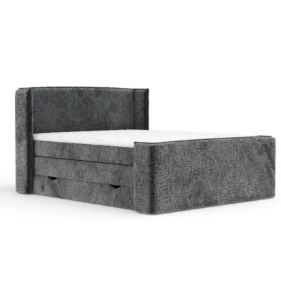 Maison de Reve Boxspringbett FREELAND in Anthrazit, Liegefläche 140x200 cm – mit Bettkasten, Taschenfederkern