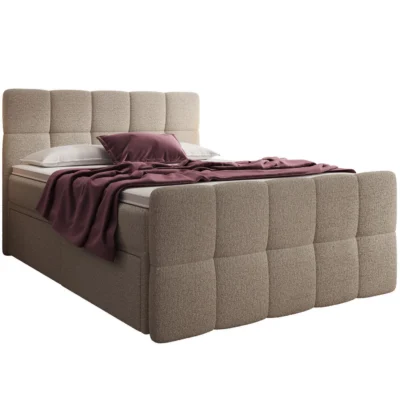 Walldoctor Boxspringbett MADISON in Beige, Liegefläche 200x200 cm – mit Bettkasten, Taschenfederkern